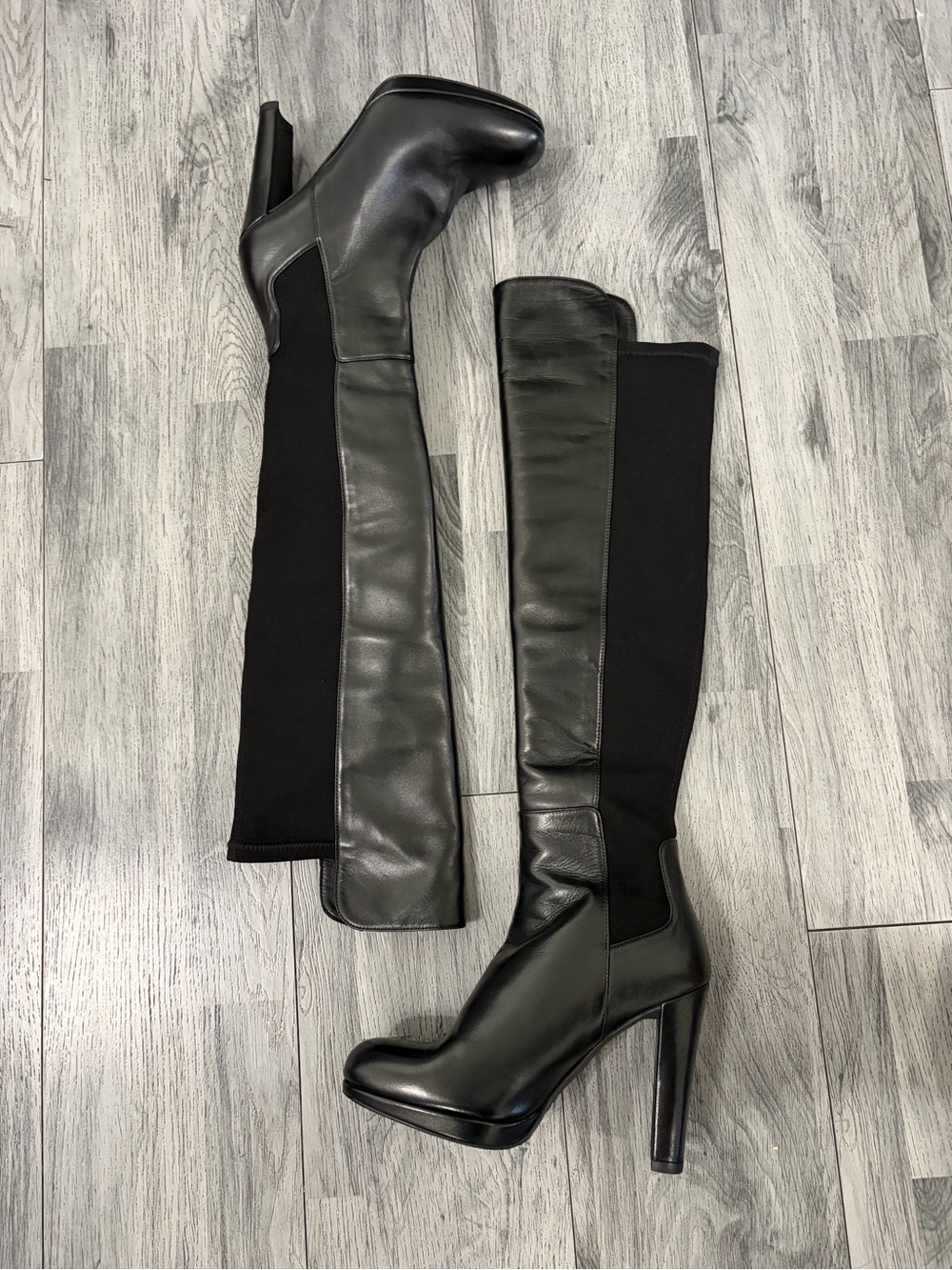 Stuart Weitzman Black Over-the-Knee High Heel Boots